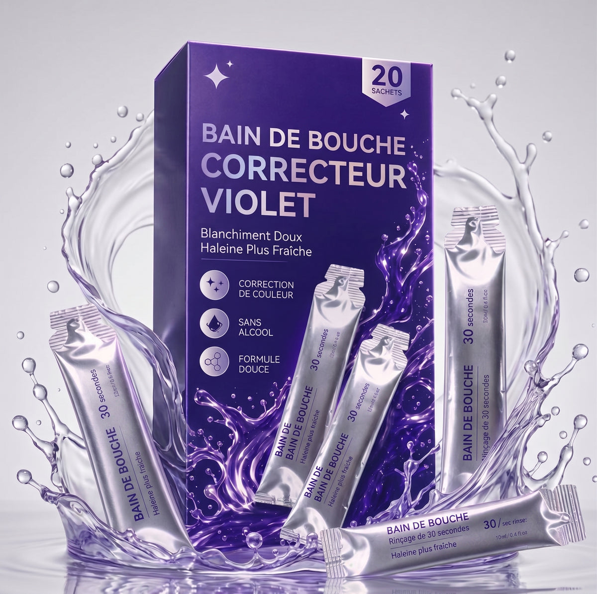 Correcteur Violet — Sourire éclatant en 30 secondes